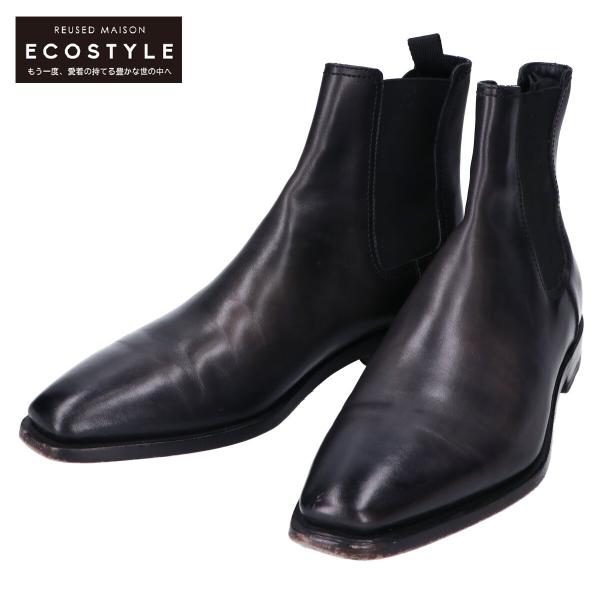 純正ツリー付属　ベルルッティ　サイドゴアブーツ　サイズ8.5　ブラックパティーヌ Berluti ベルルッティ パティーヌレザー サイドゴア チェルシーブーツ
