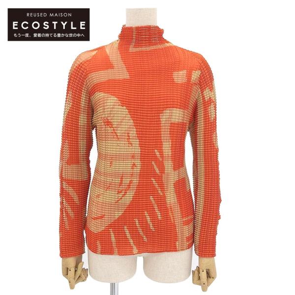 美品 ISSEY MIYAKE イッセイミヤケ 総柄 トップス レディース オレンジ