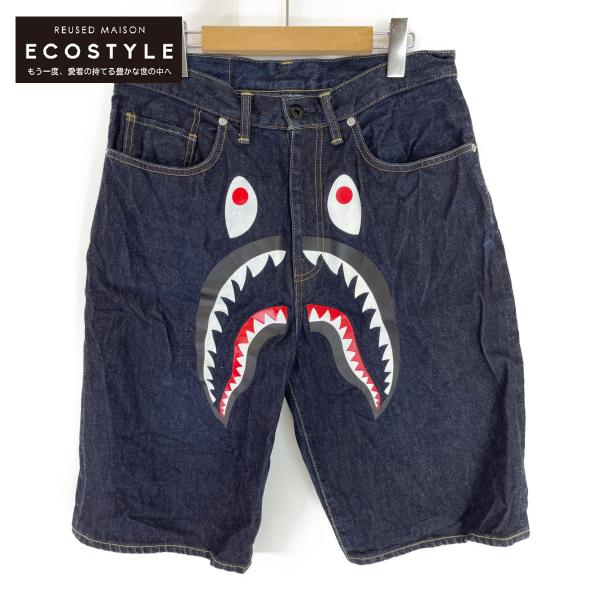 A BATHING APE アベイシングエイプ 001DSJ301001M Shark Denim Shorts