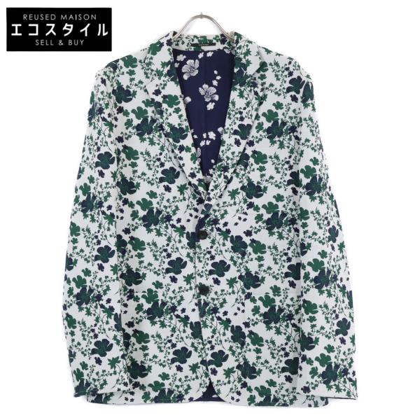 HERMES エルメス ネイビー/アイボリー ボタニカル柄 G19936