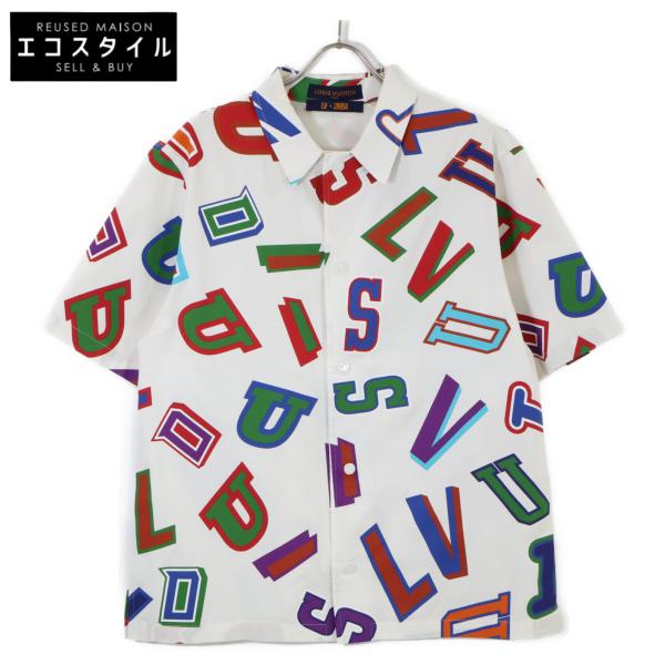 LOUIS VUITTON ホワイト　トップス　半袖　シルク　ロゴマーク LOUIS VUITTON - LOUIS VUITTON シルク オープンカラー 半袖
