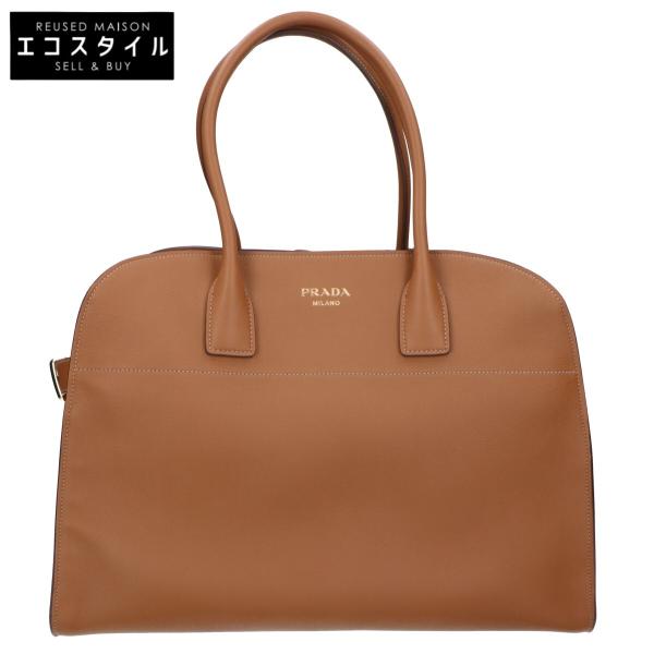 プラダ 革製のバック PRADA 新品同様 プラダ シンボル トップステッチ レザー