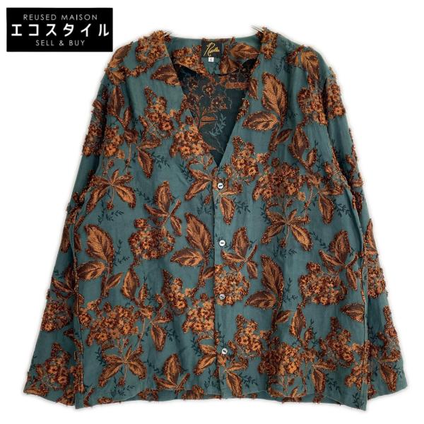 NEEDLESニードルズ　Vネックシャツ　フラワーカット 美品/ needles ニードルズ V Neck Shirt - Flower Cut Jq. L メンズ