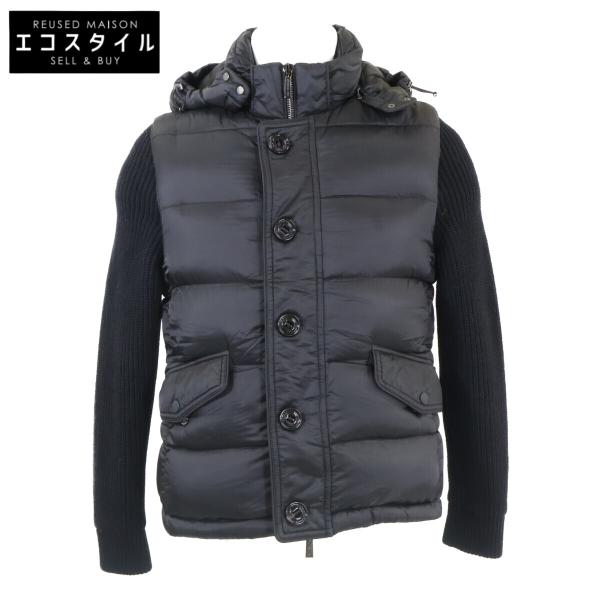 MOORER ムーレー 【美品】FOSCOLO-SHM ニット/ナイロン切替 フード付ダウンジャケット 44 美品/ MOORER ムーレー FOSCOLO-SHM ニット/ナイロン切替 フード付