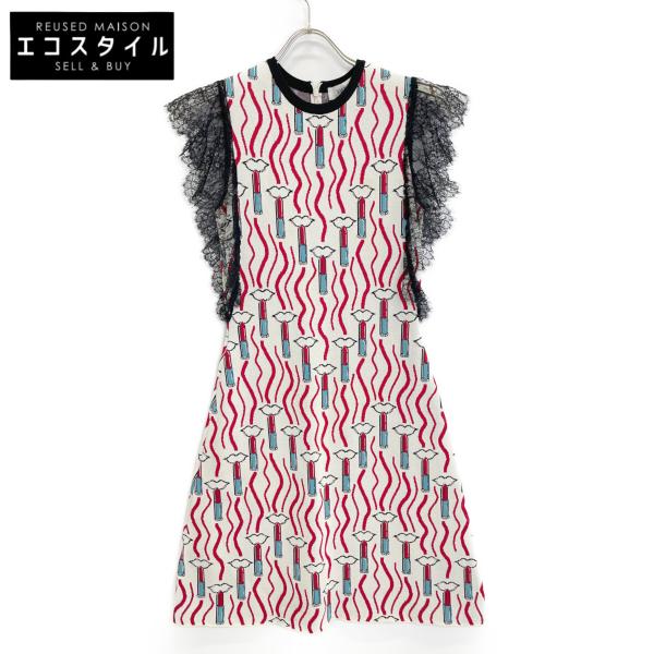 VALENTINO ヴァレンティノ ホワイト リップ柄 ノースリーブ ドレス