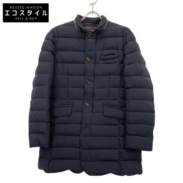 MOORER ムーレー ネイビー NABIL-KN レザーパイピング ダウンコート 48
