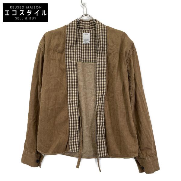 VISVIM ビズビム ボトムス XL ブラウン メンズ VISVIM ビズビム ブラウン リネン LHAMO SHIRT 2 トップス コットン