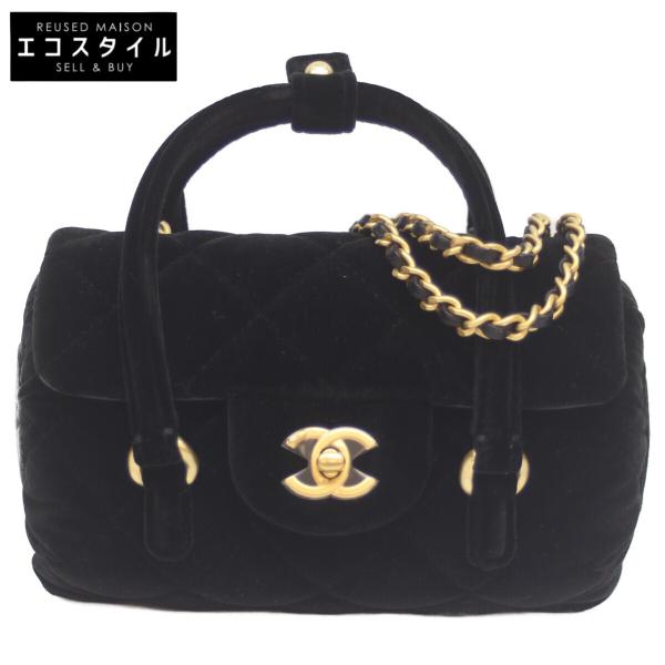 CHANEL ベロア　ブラック　ミニ　ショルダー　バッグ　ボーリング　ノベルティ CHANEL（シャネル） 使用感極少 黒 G金具 ベロア 2WAYミニハンド ミニ