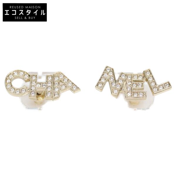 CHANEL（シャネル） A21V ゴールド ラインストーンロゴ ピアス ピアス