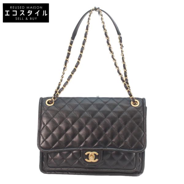 シャネル AS4723 黒 ｼｬｲﾆｰﾗﾑ ｺﾞｰﾙﾄﾞ金具 ﾏﾄﾗｯｾ ｼﾝｸﾞﾙﾌﾗｯﾌﾟ ﾀﾞﾌﾞﾙﾁｪｰﾝ ｼｮﾙﾀﾞｰﾊﾞｯｸﾞ CHANEL（シャネル） 美品 AS4723 黒 シャイニーラム ゴールド金具