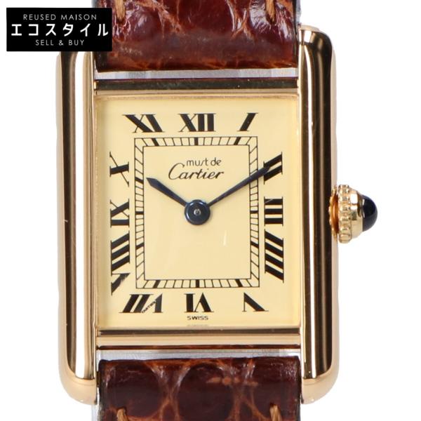 カルティエ 95年 925 ﾏｽﾄﾀﾝｸｳﾞｪﾙﾒｲﾕSM ﾛｰﾏｱｲﾎﾞﾘｰ文字盤 QZ 革 Cartier - カルティエ 95年 925 ﾏｽﾄﾀﾝｸｳﾞｪﾙﾒｲﾕSM ﾛｰﾏｱｲﾎﾞﾘｰ文字盤 QZ
