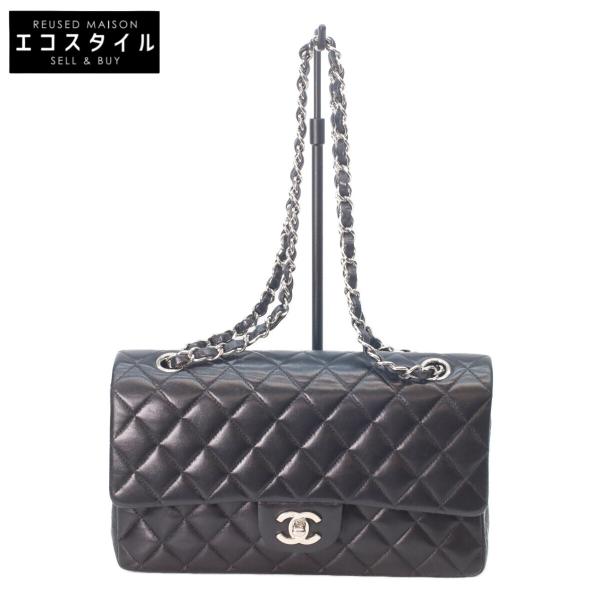 CHANEL レザー バッグ A01112 黒 CHANEL（シャネル） A01112 黒ラム シルバー金具 マトラッセ25