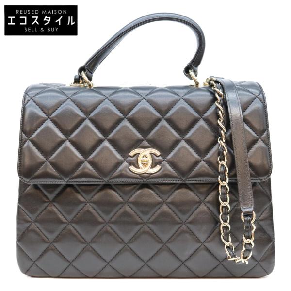 CHANEL（シャネル） 黒 ラム ゴールド金具 トレンディCCマキシ 2WAY 