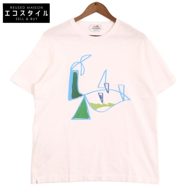 HERMES エルメス ホワイト 16SS プリントTシャツ L トップス コットン 