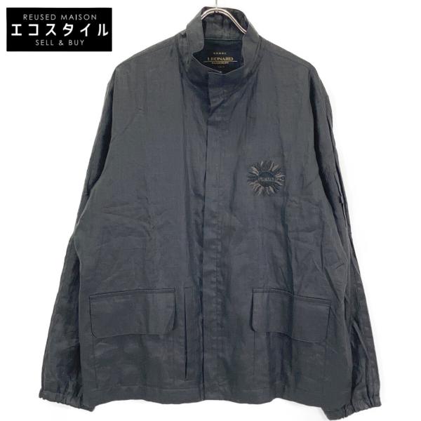 LEONARD（レオナール） ブラック リネン ジップアップジャケット