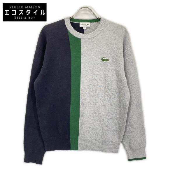 Lacoste ラコステ AH1999 バーチカルカラーブロッキングニットセーター マルチカラー 3 トップス コットン メンズ 中古