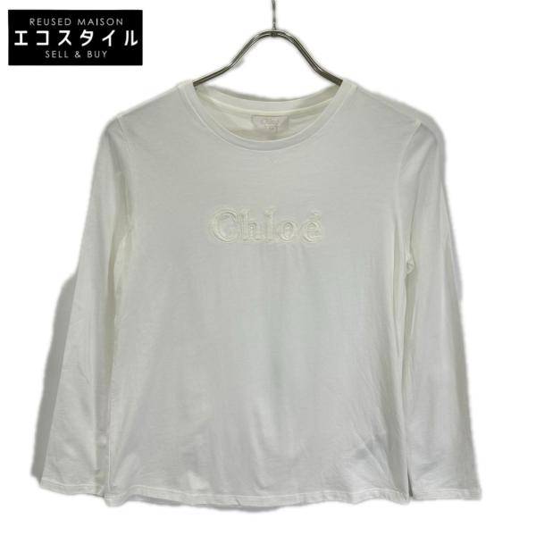 Chloe PARIS ロゴ刺繍 Tシャツ ホワイト 14 Logo cotton jersey T