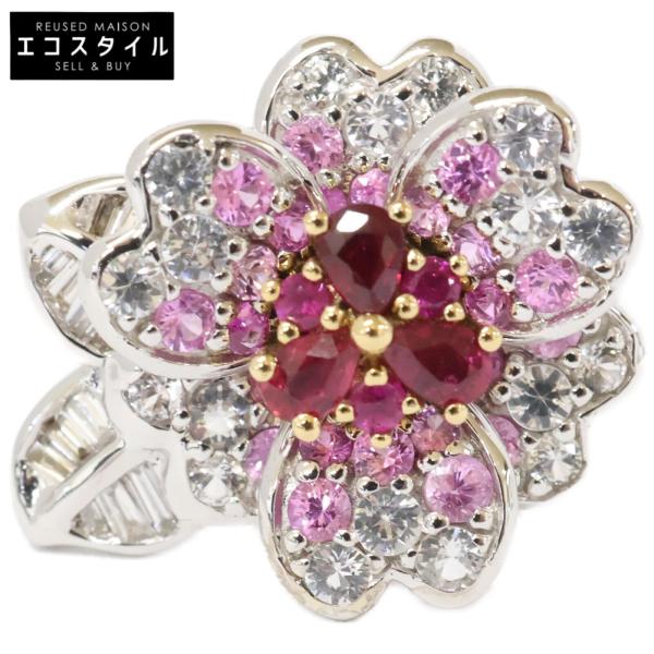 新品同様 QVC 笠原真寿美 K18WG D0.10ct/R0.30ct/S0.90ct ルビー