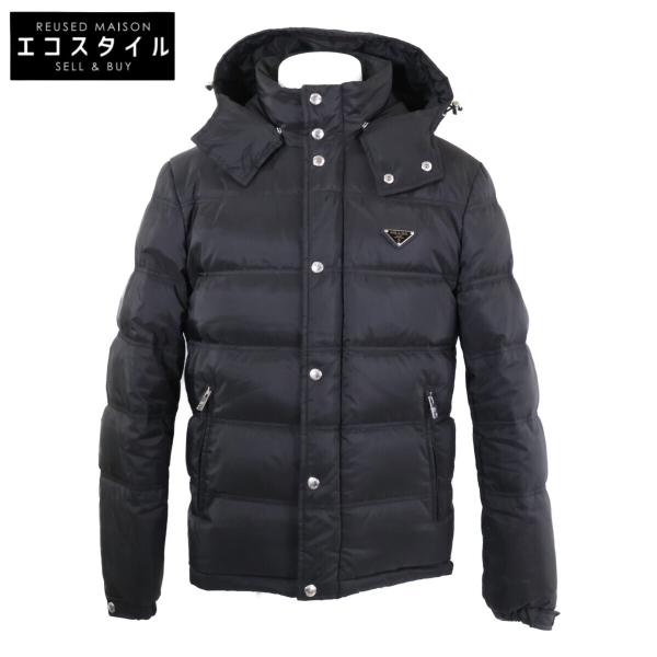 PRADA プラダ 【美品/国内正規】SGH070 トライアングルロゴ フード付ダウンジャケット 46 PRADA（プラダ） 美品/国内正規 SGH070 トライアングルロゴ フード付