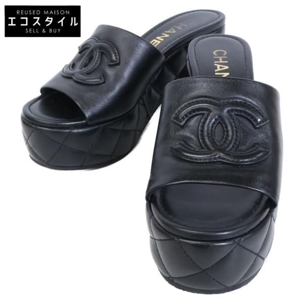【極美品】CHANEL シャネル ミュール #34C マトラッセ ココマーク wine-king_6880000000000712