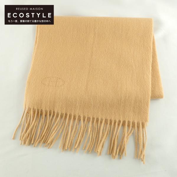 エルメス カシミヤ×セーブル リブ マフラー ベージュ Hロゴ イタリア製 エルメス カシミヤ×セーブル リブ マフラー ベージュ Hロゴ イタリア製