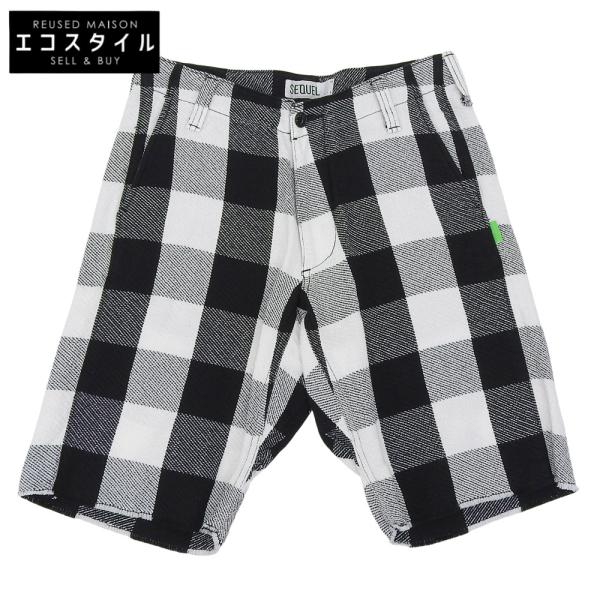 シークエル コットンハーフパンツ メンズ M 美品 SEQUEL シークエル コットン チェック ハーフパンツ ボトムス
