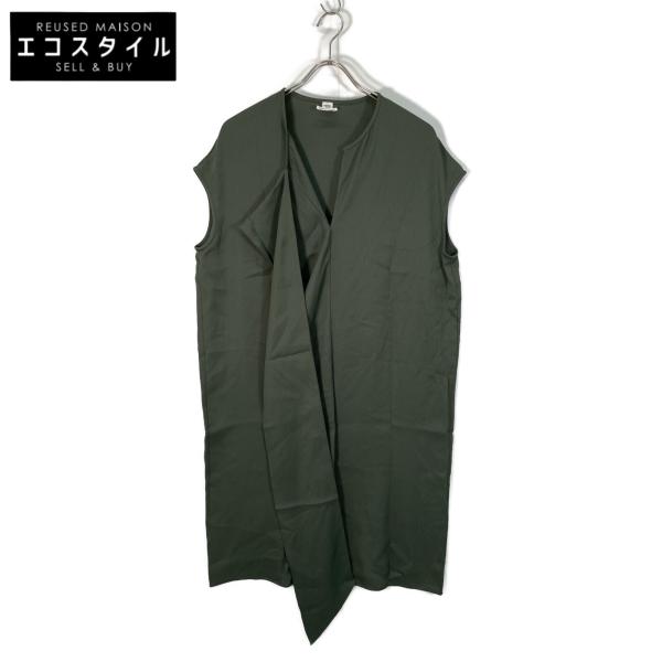 HERMES エルメス シルク100 ベージュ ノースリーブ ドレープブラウス  