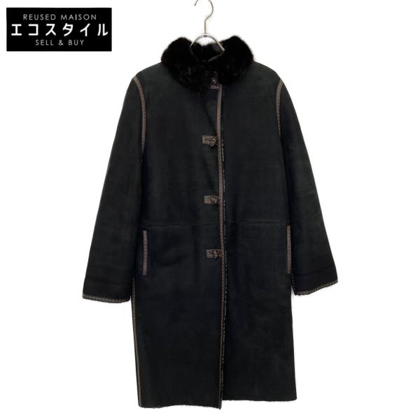 CELINE（セリーヌ） セレリア 襟ミンクファー ムートンコート ブラック