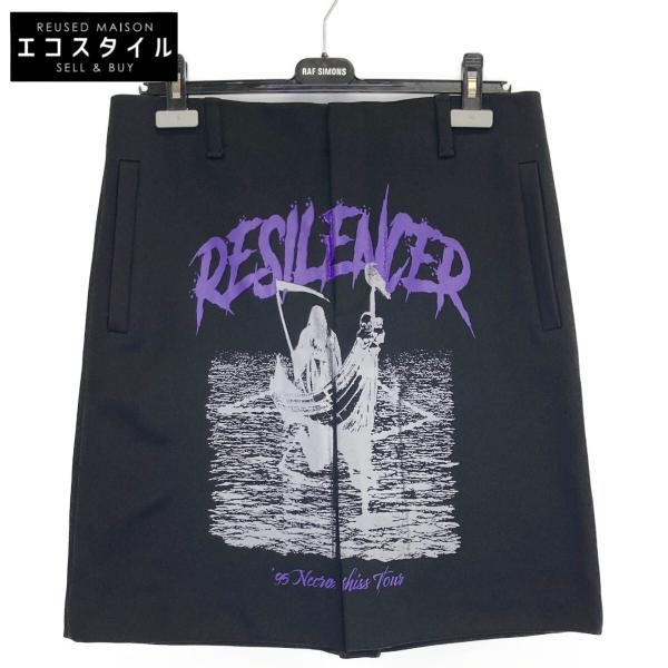 ラフシモンズ 【美品】221-M412B 22SS Skirt with single pleat Resilencer プリント プリーツ 48 美品 RAF SIMONS ラフシモンズ 221-M412B 22SS Skirt with single
