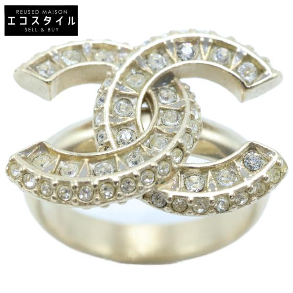 CHANEL シャネル 指輪 ココマークリング 金メッキ ヴィンテージ 9号 シャネル CHANEL リング ココマーク ラインストーン リング