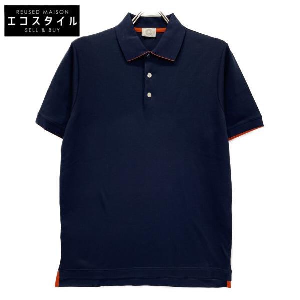 HERMES ネイビー ポロシャツ HERMES エルメス ネイビー セリエ 半袖ポロシャツ レッド M トップス