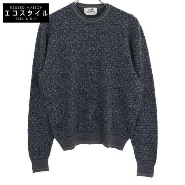 HERMES エルメス Hロゴ 総柄 ニット セーター M イタリア製 美品/ HERMES エルメス Hロゴ柄 カシミヤ×シルク ニットセーター M