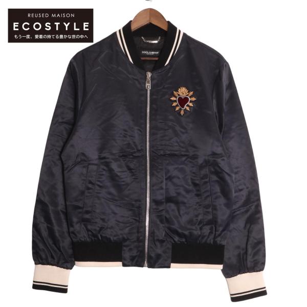 新作！DOLCE&GABBANA　ＤＧワッペン　レザーボンバー DOLCE & GABBANA Pepper DG Logo DNA Pearl Crystal Crown Jacket Blue