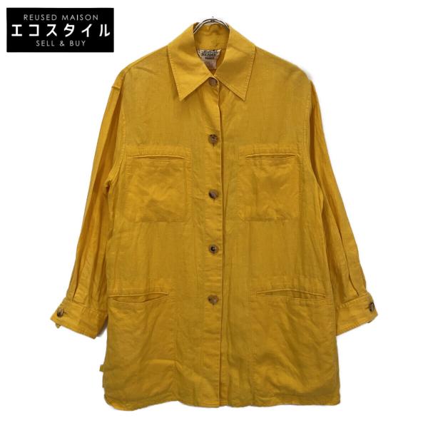 HERMES エルメス マスタード リネン カバーオールシャツ イエロー 40