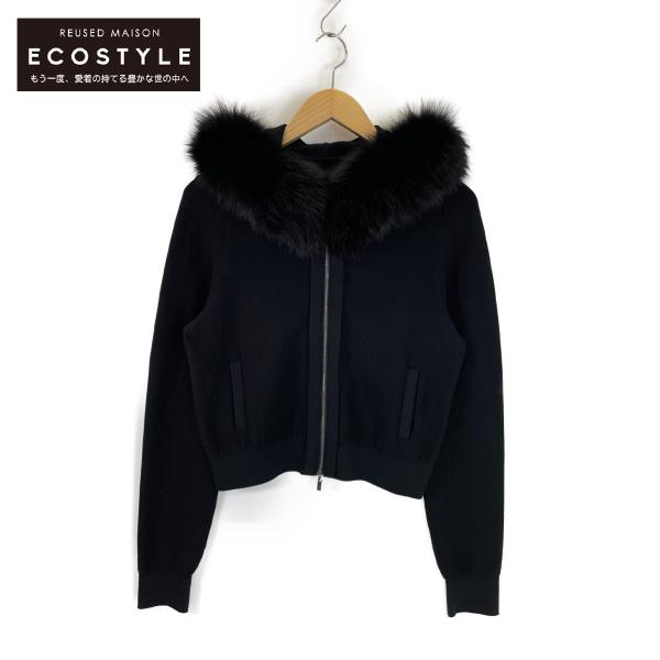 FOXEY - フォクシー FOXEY カーディガン ロゴプレート ウール ブラック 40 FOXEY - 極美品 フォクシー FOXEY アンサンブル Darcy Twin Knit