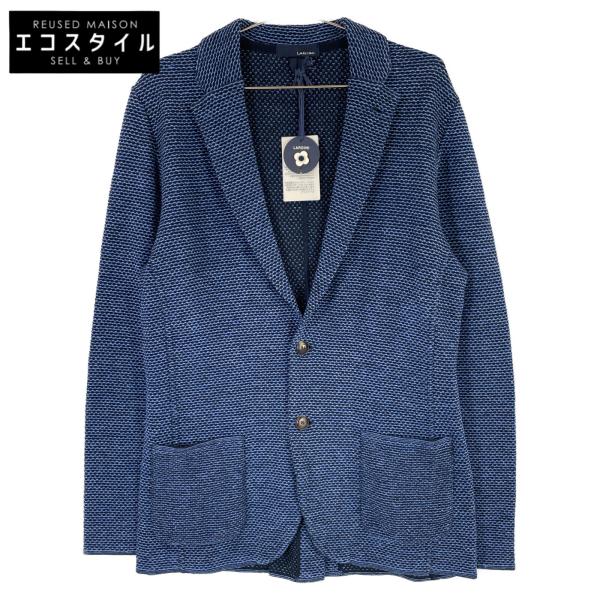 美品⭐️LARDINI テーラードジャケット　ニット　ブートニエール　伸縮性 青 LARDINI（ラルディーニ） EELJM19 ネイビー ジャガード織り ニット
