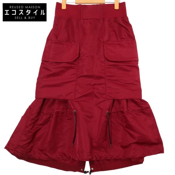 sacai サカイ Satin Mix Chiffon Mix Skirt 赤 sacai サカイ Satin Mix Chiffon Mix Skirt 赤 sacai サカイ Satin Mix