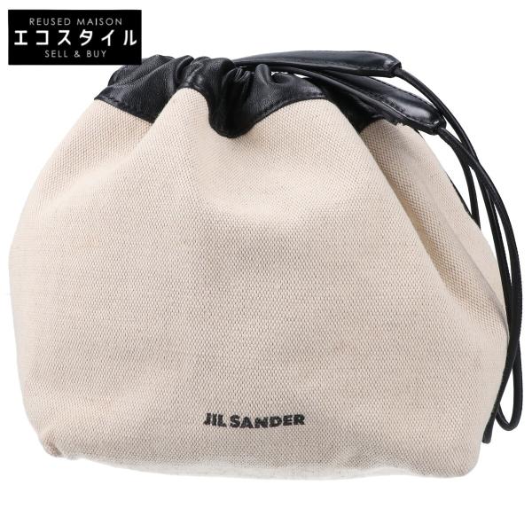 JIL SANDER ジルサンダー レザー/キャンバス リバーシブル 巾着