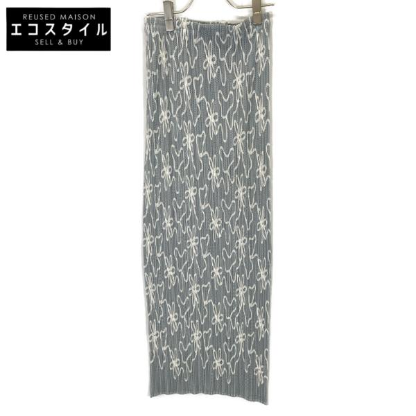 PLEATS PLEASE プリーツプリーズ PP06-JG301 アイスブルー×ホワイト 花  