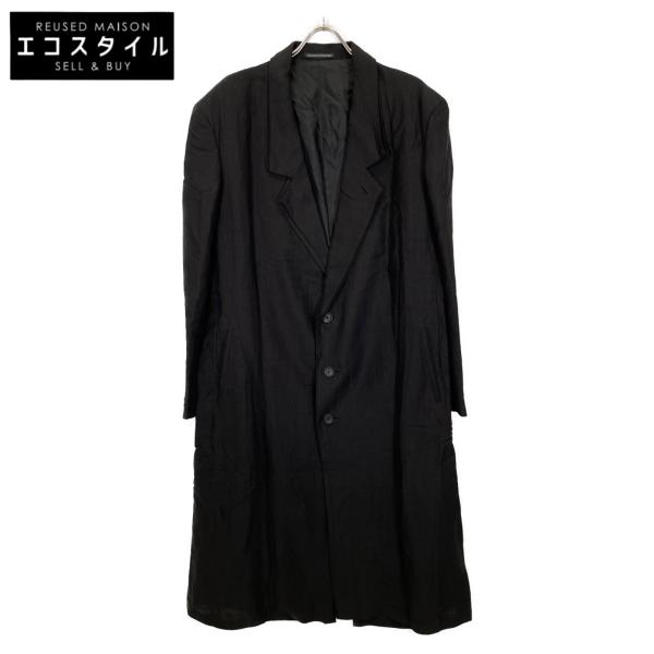 美品/yohji yamamoto/フラノウール/ロングコート/2/ブラック wine-king_7765400000064385