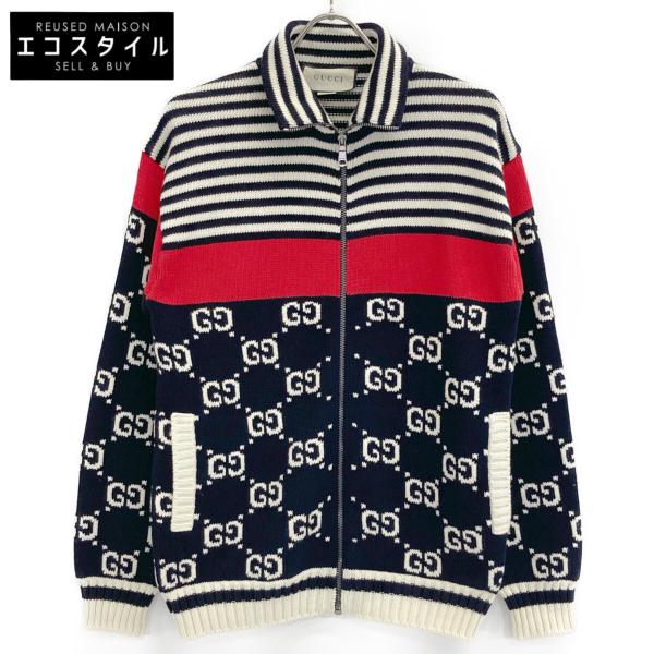 GUCCI グッチ 20AW 545701 GG×ストライプ コットン ジップアップ GUCCI グッチ 20AW 545701 GG×ストライプ コットン ジップアップ