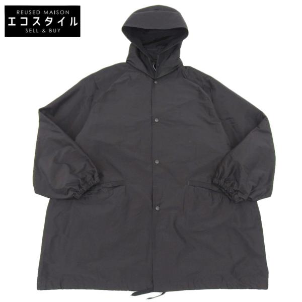 コモリ 美品 COMOLI コモリ コットン×シルク フーデッド コート メンズ ブラック 3 Y03-04019 23AW 36 wine-king_7765400000065437