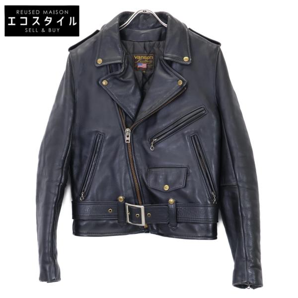 バンソン 牛革 ダブルライダース レザージャケット ブラック 36サイズ VANSON (バンソン) BW-02W NEW DOUBLE RIDERS ニューダブル