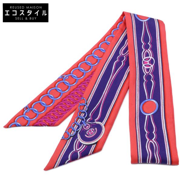 HERMES ツイリー Maillons マイヨン⭐︎極美品⭐︎ HERMES エルメス Maillons マイヨン シルク ツイリー スカーフ レッド