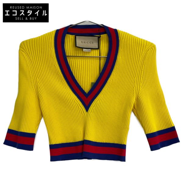 GUCCI（グッチ） 756271 イエロー Stretch viscose top クロップドV