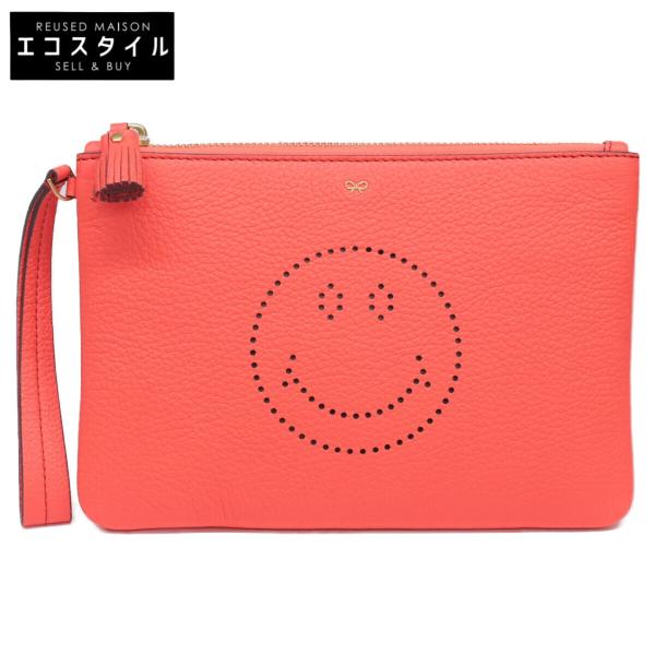 美品 Anya Hindmarch アニヤ ハインドマーチ ZIP TOP POUCH SMILEY