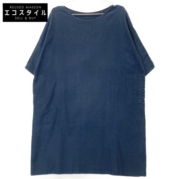 タグ未使用＊ヨーガンレール コットンリネンチュニックワンピース M ブルー系総柄 JURGEN LEHL ヨーガンレール J0141FA321 ブルー コットンリネン ボート