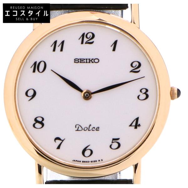 セイコー ドルチェ 8N40-5040 QZ ゴールド文字盤 メンズ腕時計 OSW