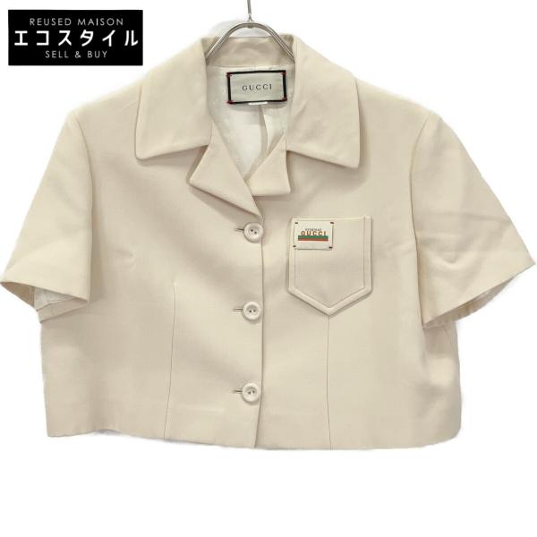 GUCCI（グッチ） 619247 アイボリー シルクウール ロゴパッチ