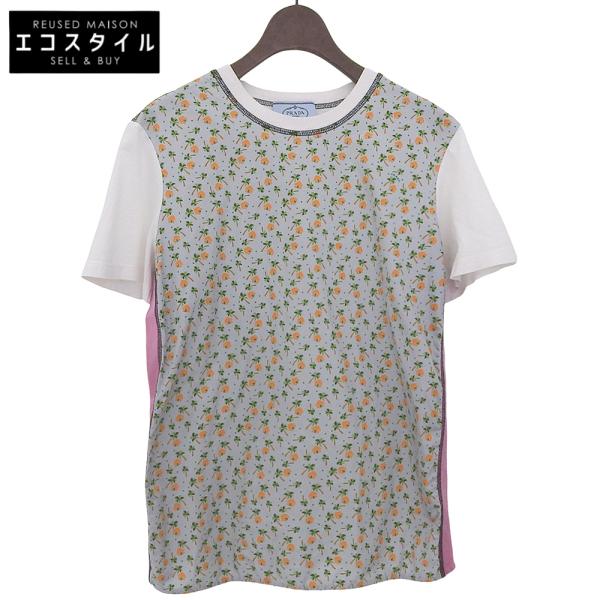 PRADA（プラダ） コットン 総柄 切り替えショートスリーブカットソー